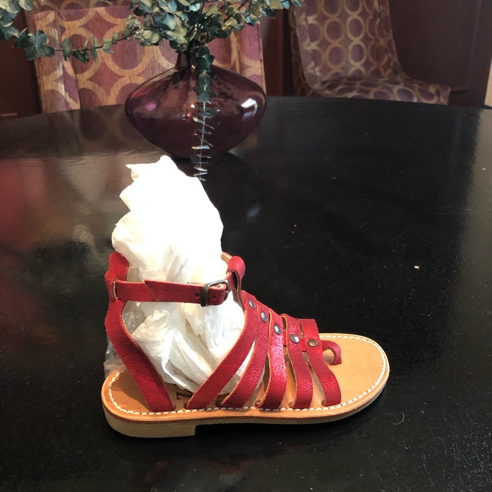 Girls metallic red gladiator sandal